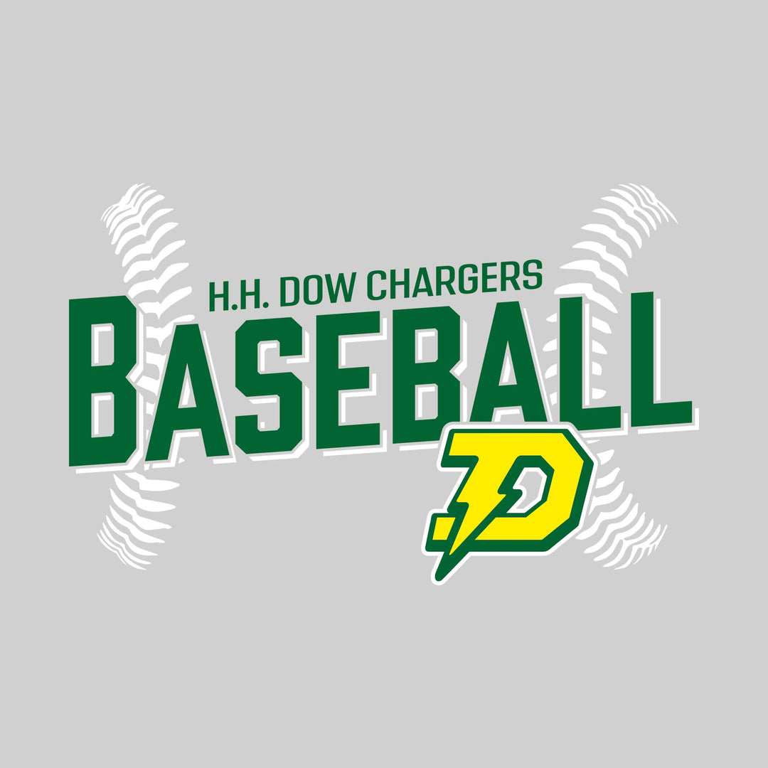 Midland Dow Chargers - Baseball - Angled Baseball with Baseball Stitches