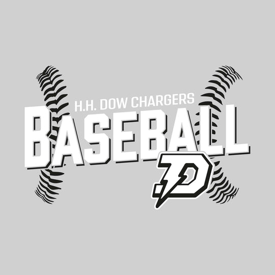 Midland Dow Chargers - Baseball - Angled Baseball with Baseball Stitches