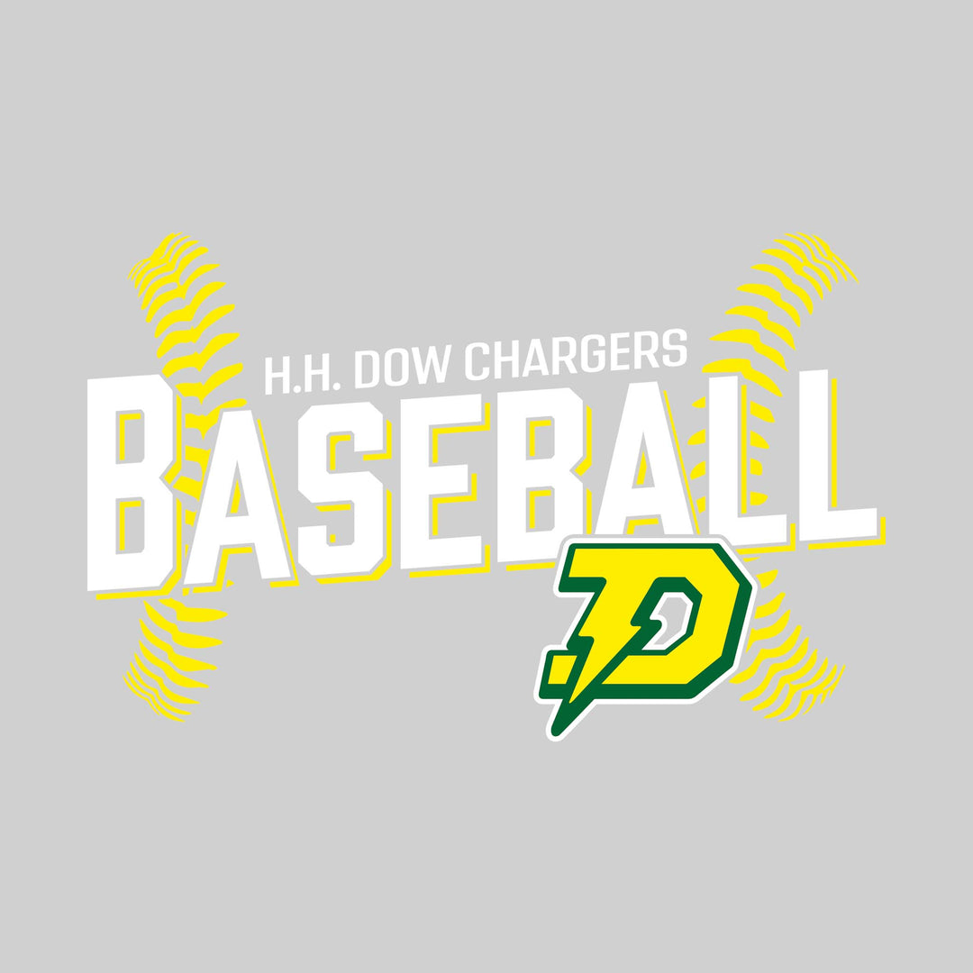 Midland Dow Chargers - Baseball - Angled Baseball with Baseball Stitches