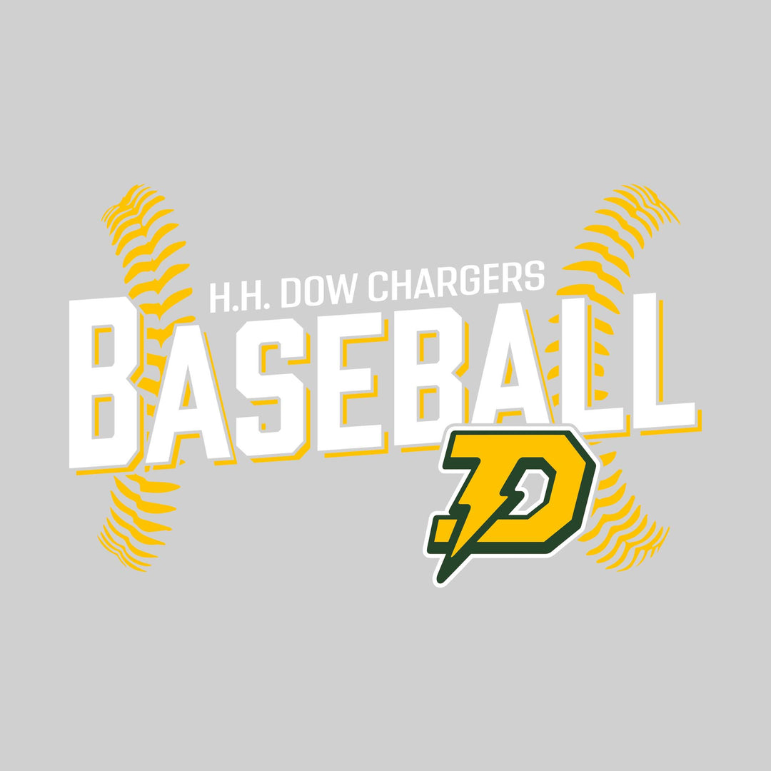 Midland Dow Chargers - Baseball - Angled Baseball with Baseball Stitches