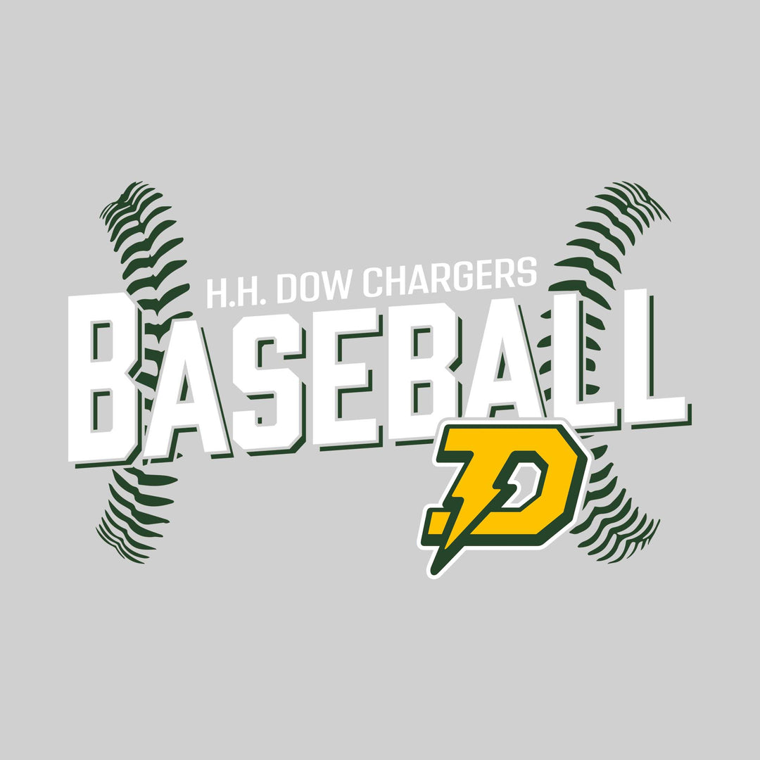 Midland Dow Chargers - Baseball - Angled Baseball with Baseball Stitches