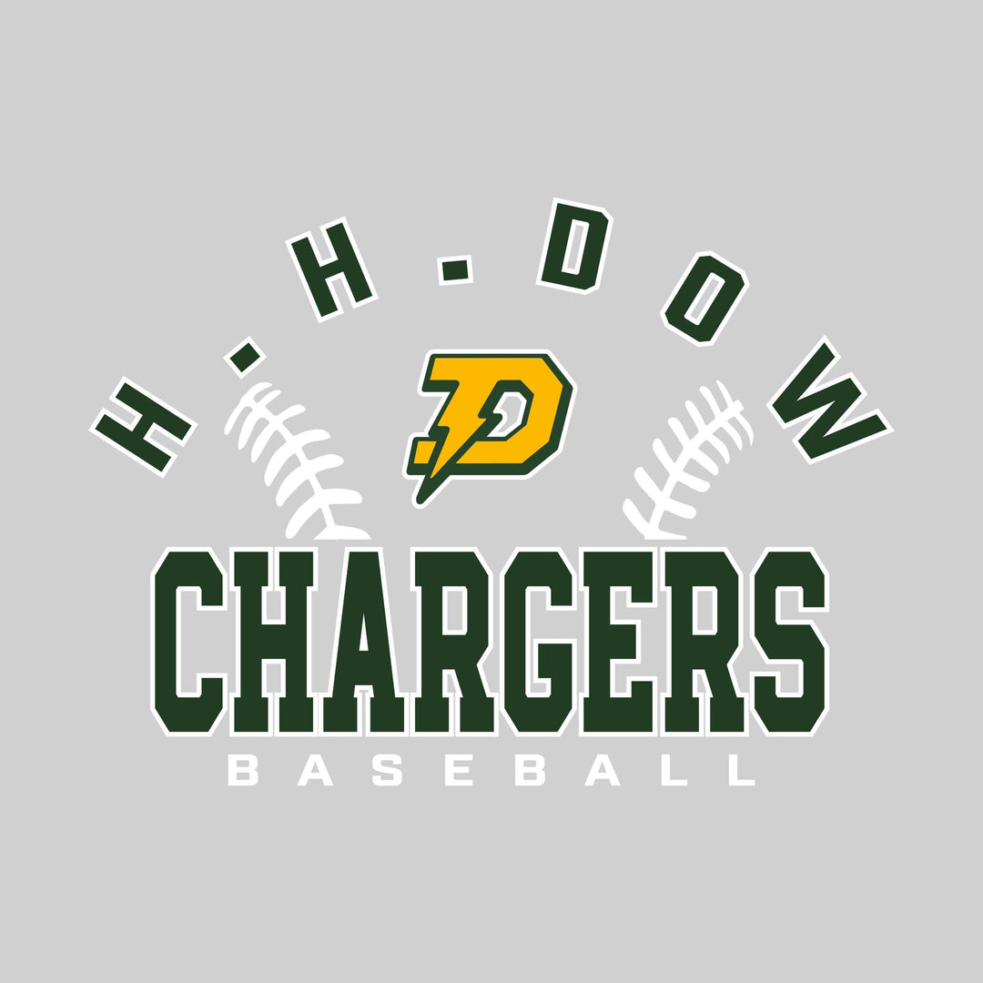 Midland Dow Chargers - Baseball - Arched School Name with Baseball Stitches & Mascot