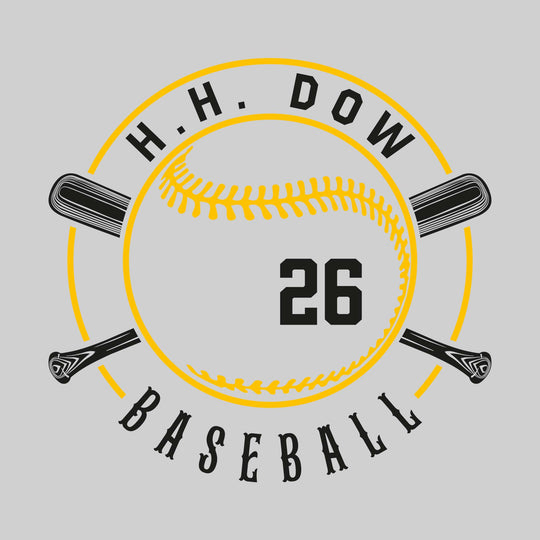 Midland Dow Chargers - Baseball - Crossed Bats with School Name and Ball Stitches