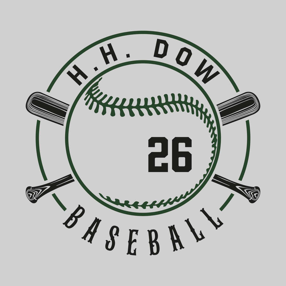 Midland Dow Chargers - Baseball - Crossed Bats with School Name and Ball Stitches