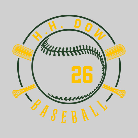 Midland Dow Chargers - Baseball - Crossed Bats with School Name and Ball Stitches