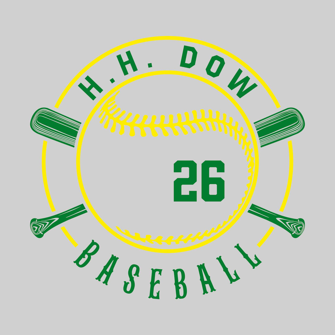 Midland Dow Chargers - Baseball - Crossed Bats with School Name and Ball Stitches