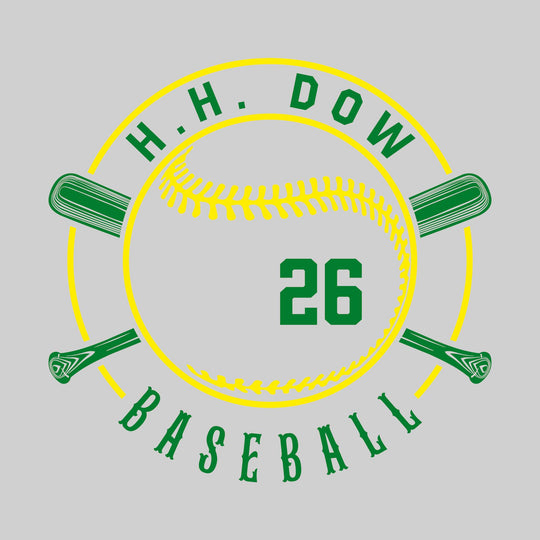 Midland Dow Chargers - Baseball - Crossed Bats with School Name and Ball Stitches