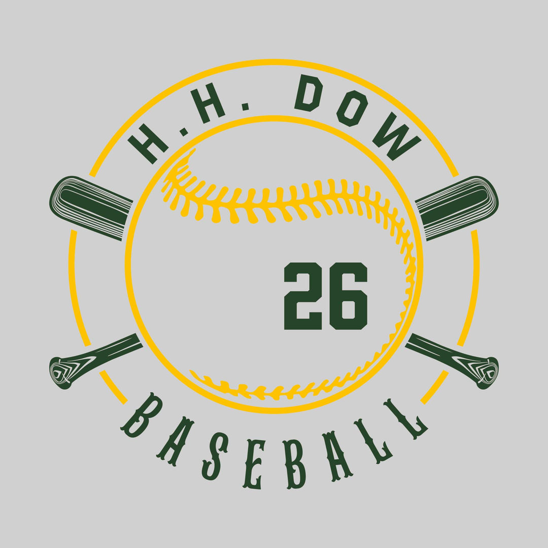 Midland Dow Chargers - Baseball - Crossed Bats with School Name and Ball Stitches