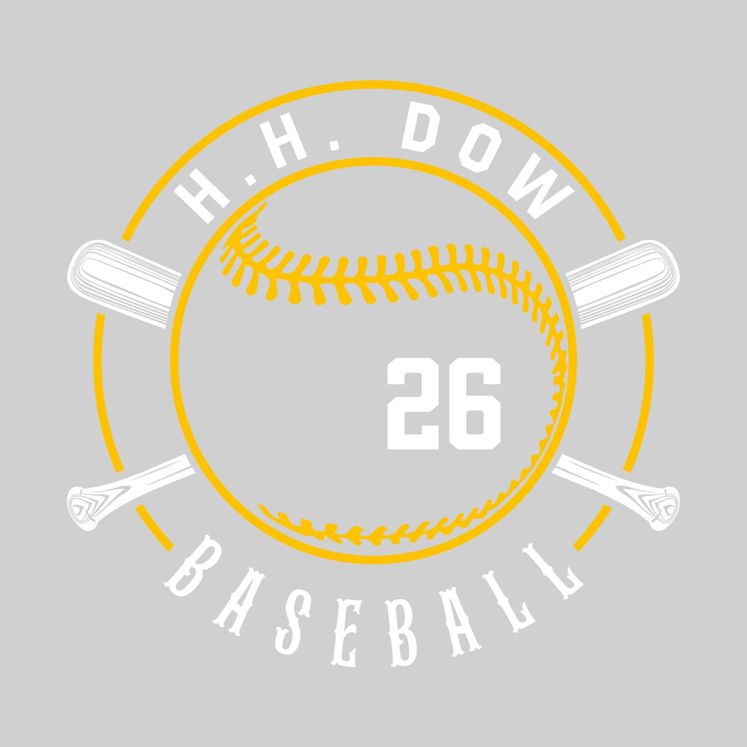 Midland Dow Chargers - Baseball - Crossed Bats with School Name and Ball Stitches