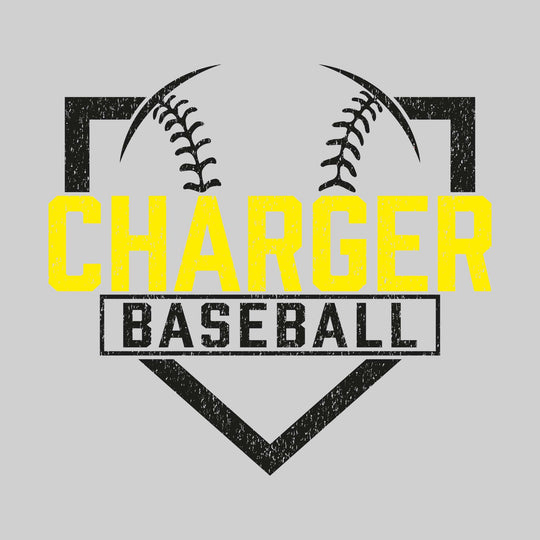 Midland Dow Chargers - Baseball - Home Plate with Mascot Name - Distressed