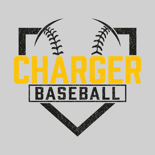 Midland Dow Chargers - Baseball - Home Plate with Mascot Name - Distressed