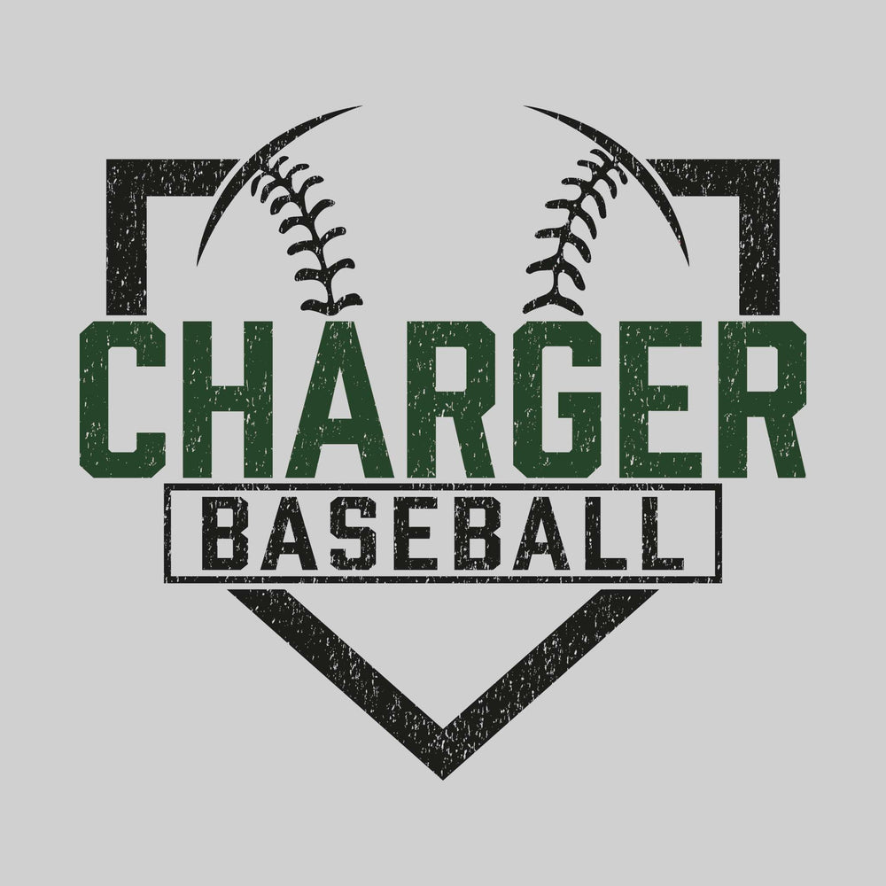 Midland Dow Chargers - Baseball - Home Plate with Mascot Name - Distressed