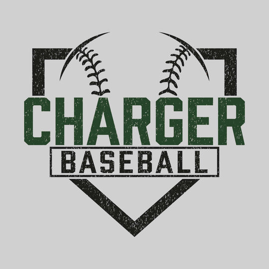 Midland Dow Chargers - Baseball - Home Plate with Mascot Name - Distressed