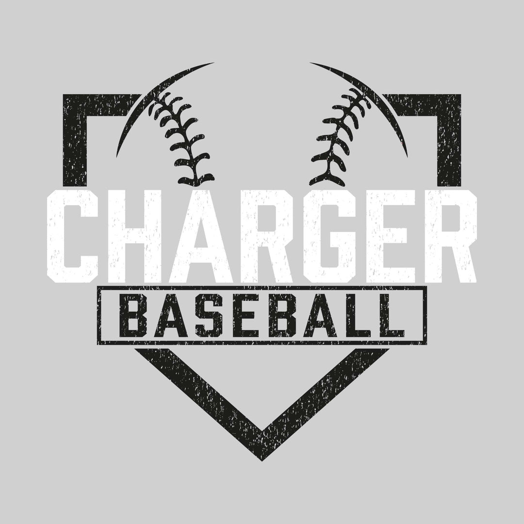 Midland Dow Chargers - Baseball - Home Plate with Mascot Name - Distressed