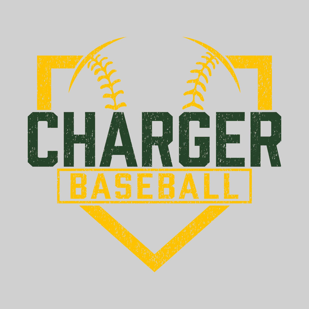 Midland Dow Chargers - Baseball - Home Plate with Mascot Name - Distressed