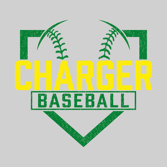 Midland Dow Chargers - Baseball - Home Plate with Mascot Name - Distressed