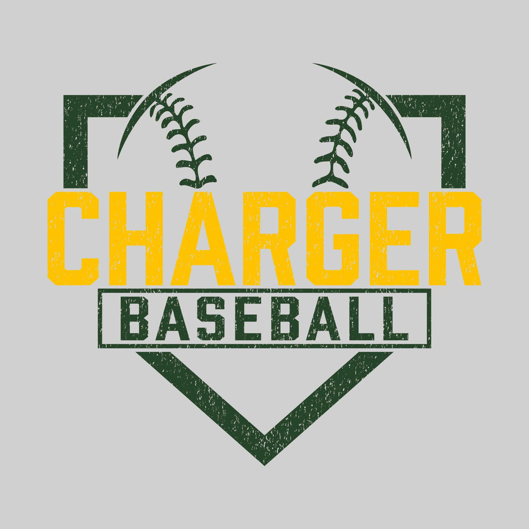 Midland Dow Chargers - Baseball - Home Plate with Mascot Name - Distressed