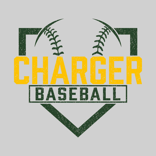 Midland Dow Chargers - Baseball - Home Plate with Mascot Name - Distressed