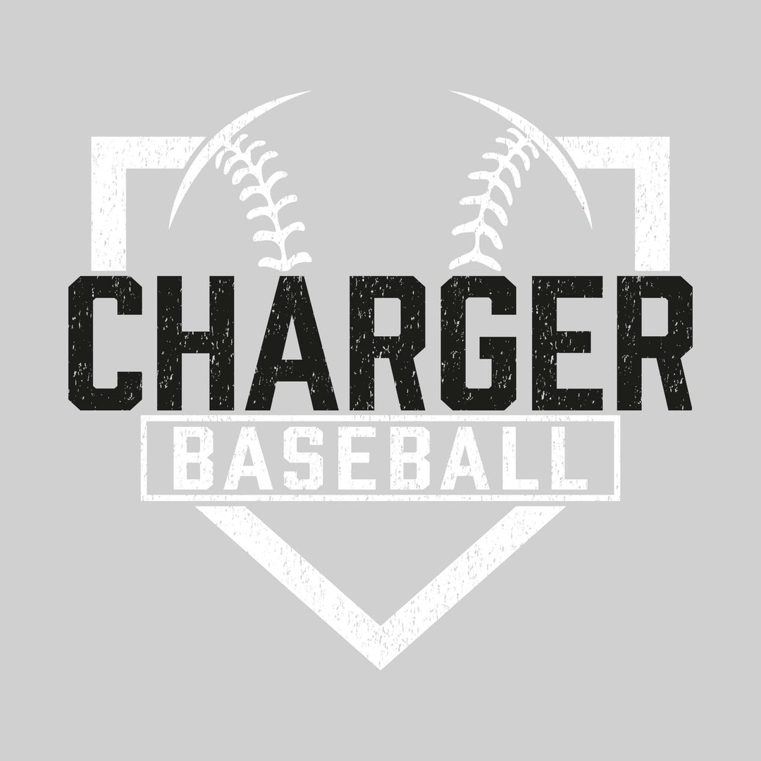 Midland Dow Chargers - Baseball - Home Plate with Mascot Name - Distressed