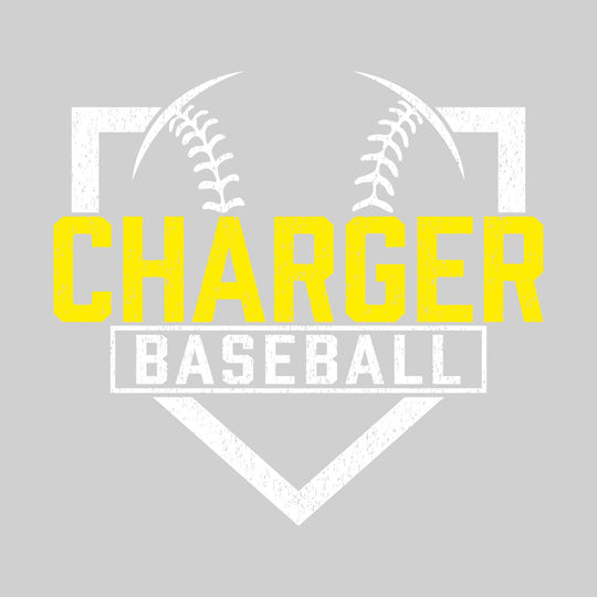 Midland Dow Chargers - Baseball - Home Plate with Mascot Name - Distressed