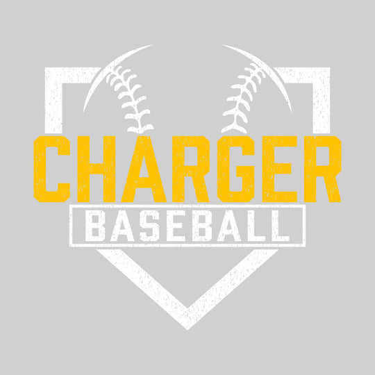 Midland Dow Chargers - Baseball - Home Plate with Mascot Name - Distressed