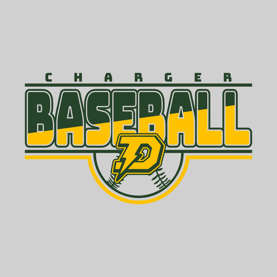 Midland Dow Chargers - Baseball - Split-Color Baseball with Mascot and Baseball Shape