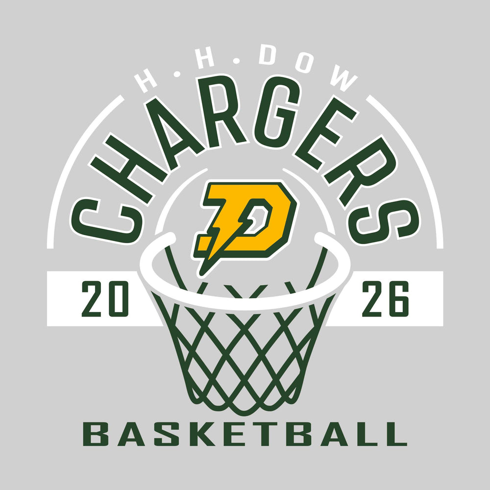 Midland Dow Chargers - Basketball - Arched Text with Center Mascot and Rim