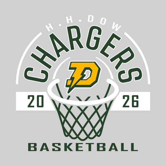 Midland Dow Chargers - Basketball - Arched Text with Center Mascot and Rim