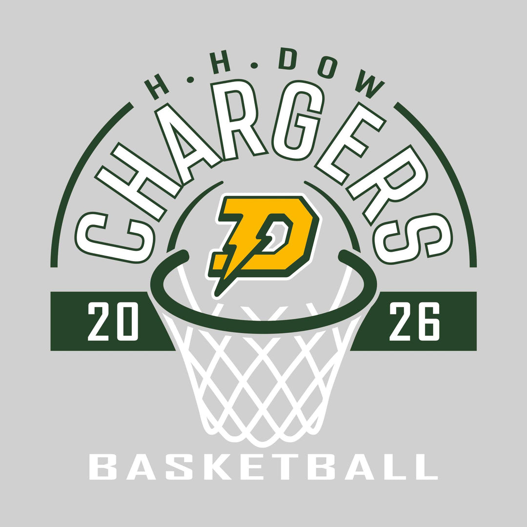 Midland Dow Chargers - Basketball - Arched Text with Center Mascot and Rim