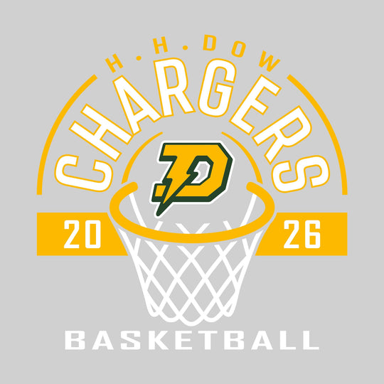 Midland Dow Chargers - Basketball - Arched Text with Center Mascot and Rim