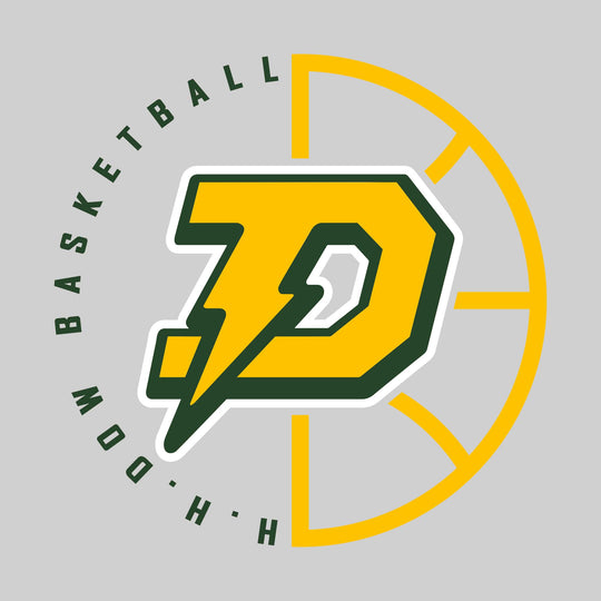 Midland Dow Chargers - Basketball - Center Mascot with Circle Text & Basketball Grooves