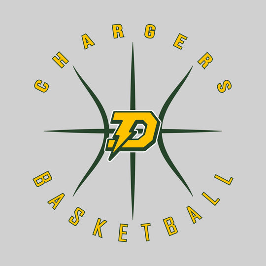 Midland Dow Chargers - Basketball - Circular Text with Basketball Threads