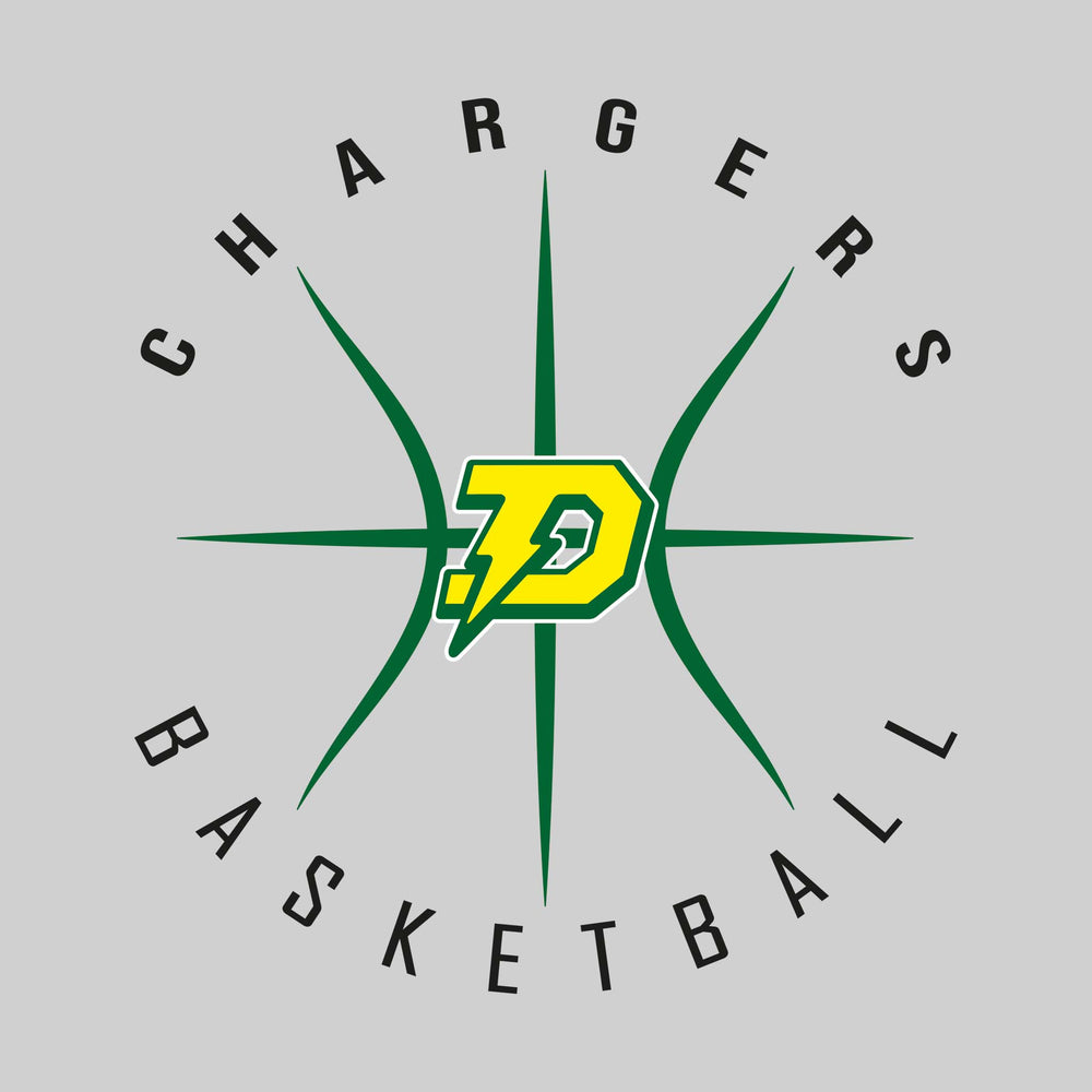 Midland Dow Chargers - Basketball - Circular Text with Basketball Threads