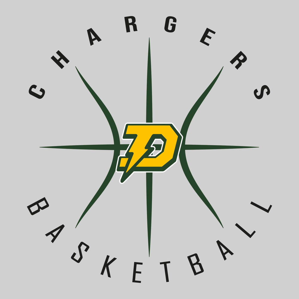 Midland Dow Chargers - Basketball - Circular Text with Basketball Threads