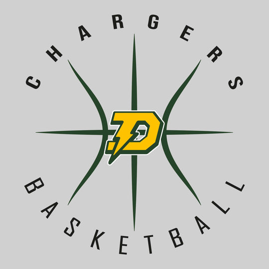 Midland Dow Chargers - Basketball - Circular Text with Basketball Threads