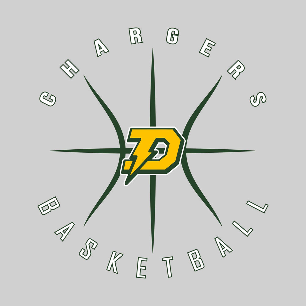 Midland Dow Chargers - Basketball - Circular Text with Basketball Threads
