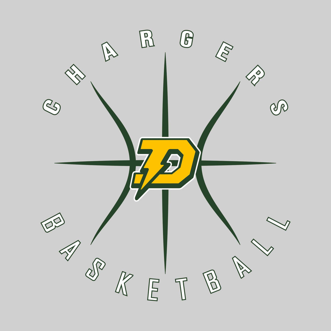 Midland Dow Chargers - Basketball - Circular Text with Basketball Threads