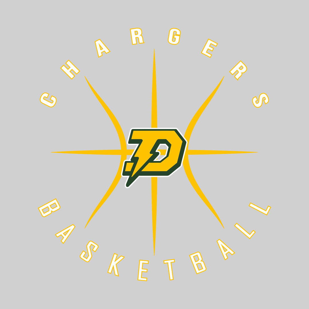 Midland Dow Chargers - Basketball - Circular Text with Basketball Threads
