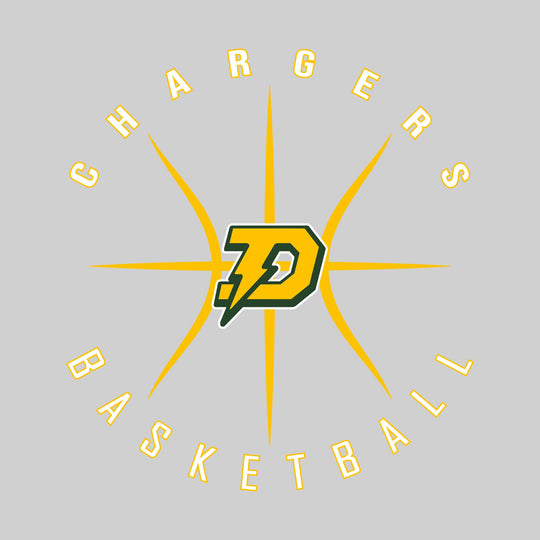 Midland Dow Chargers - Basketball - Circular Text with Basketball Threads