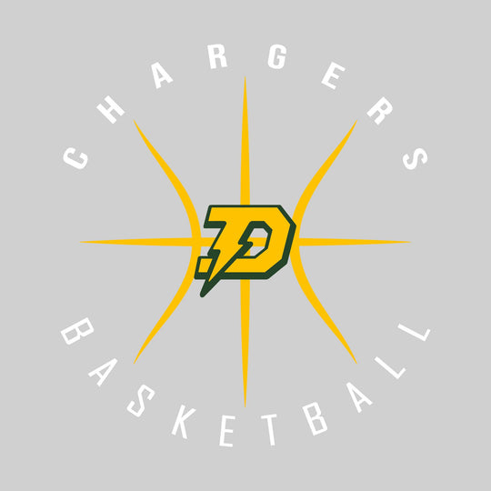 Midland Dow Chargers - Basketball - Circular Text with Basketball Threads