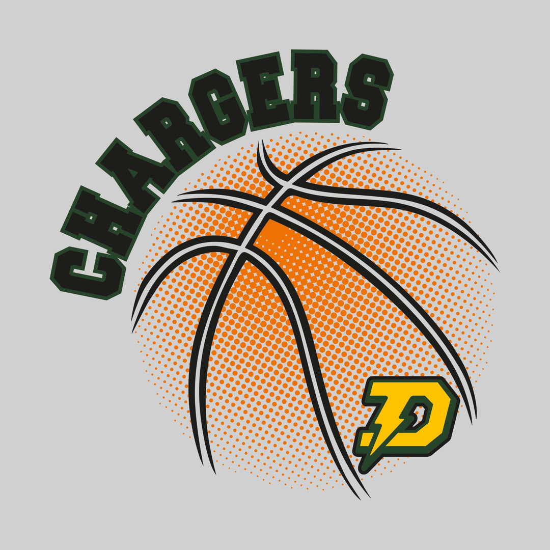 Midland Dow Chargers - Basketball - Halftone Basketball with Mascot