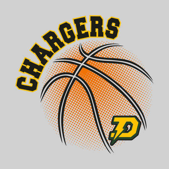 Midland Dow Chargers - Basketball - Halftone Basketball with Mascot