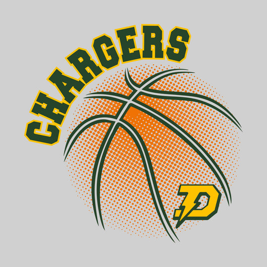 Midland Dow Chargers - Basketball - Halftone Basketball with Mascot
