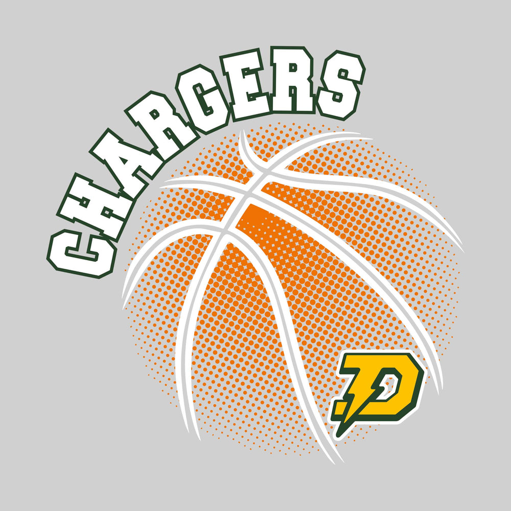 Midland Dow Chargers - Basketball - Halftone Basketball with Mascot