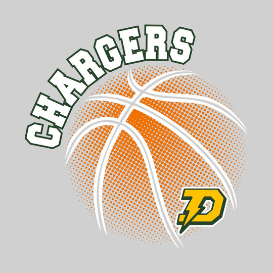 Midland Dow Chargers - Basketball - Halftone Basketball with Mascot