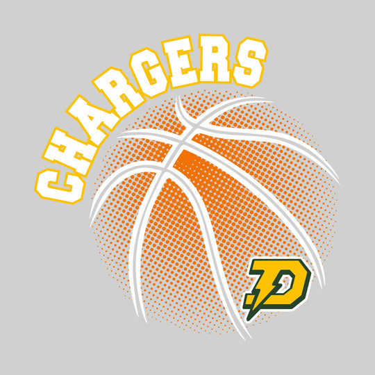 Midland Dow Chargers - Basketball - Halftone Basketball with Mascot