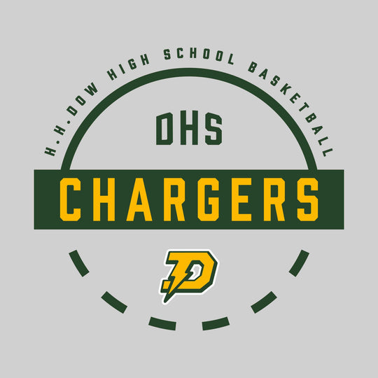 Midland Dow Chargers - Basketball - Mascot Name with Free Throw Circle