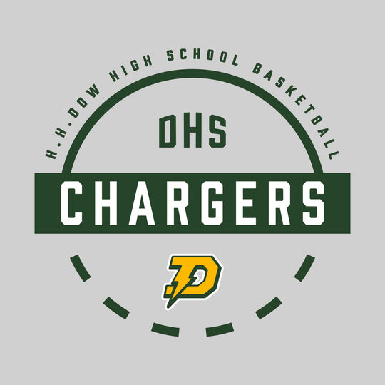 Midland Dow Chargers - Basketball - Mascot Name with Free Throw Circle