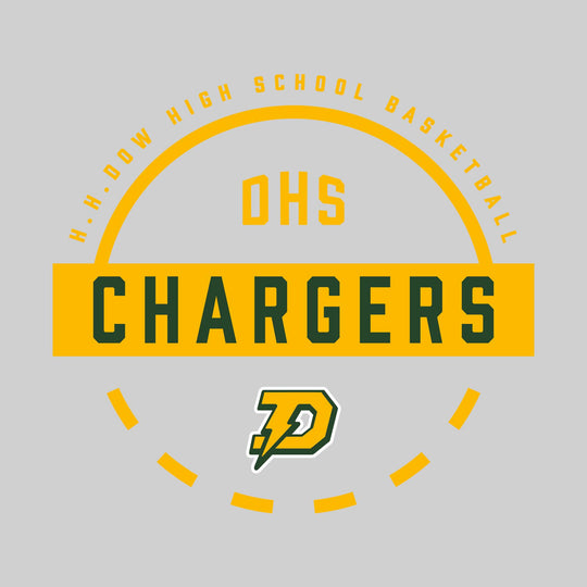 Midland Dow Chargers - Basketball - Mascot Name with Free Throw Circle