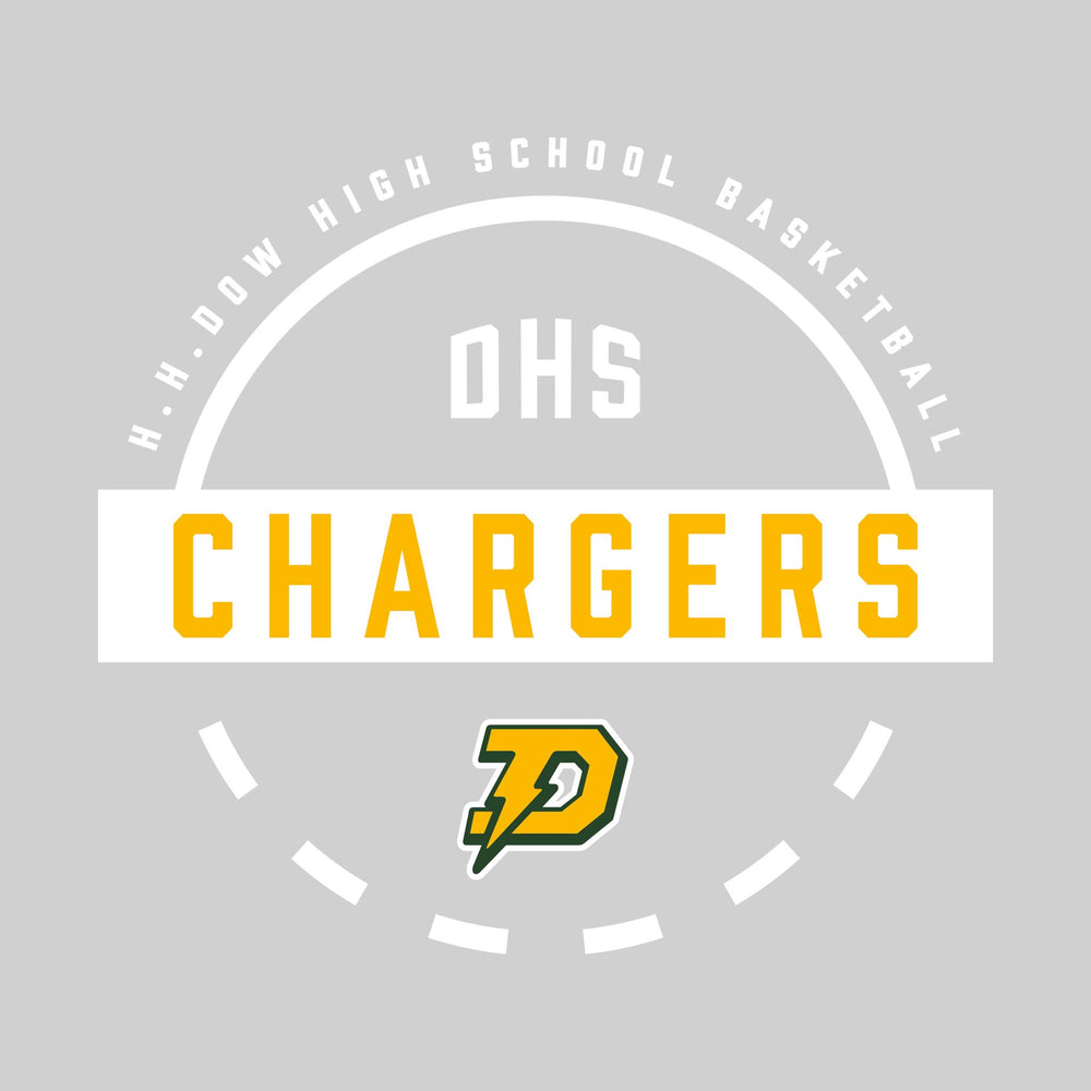 Midland Dow Chargers - Basketball - Mascot Name with Free Throw Circle